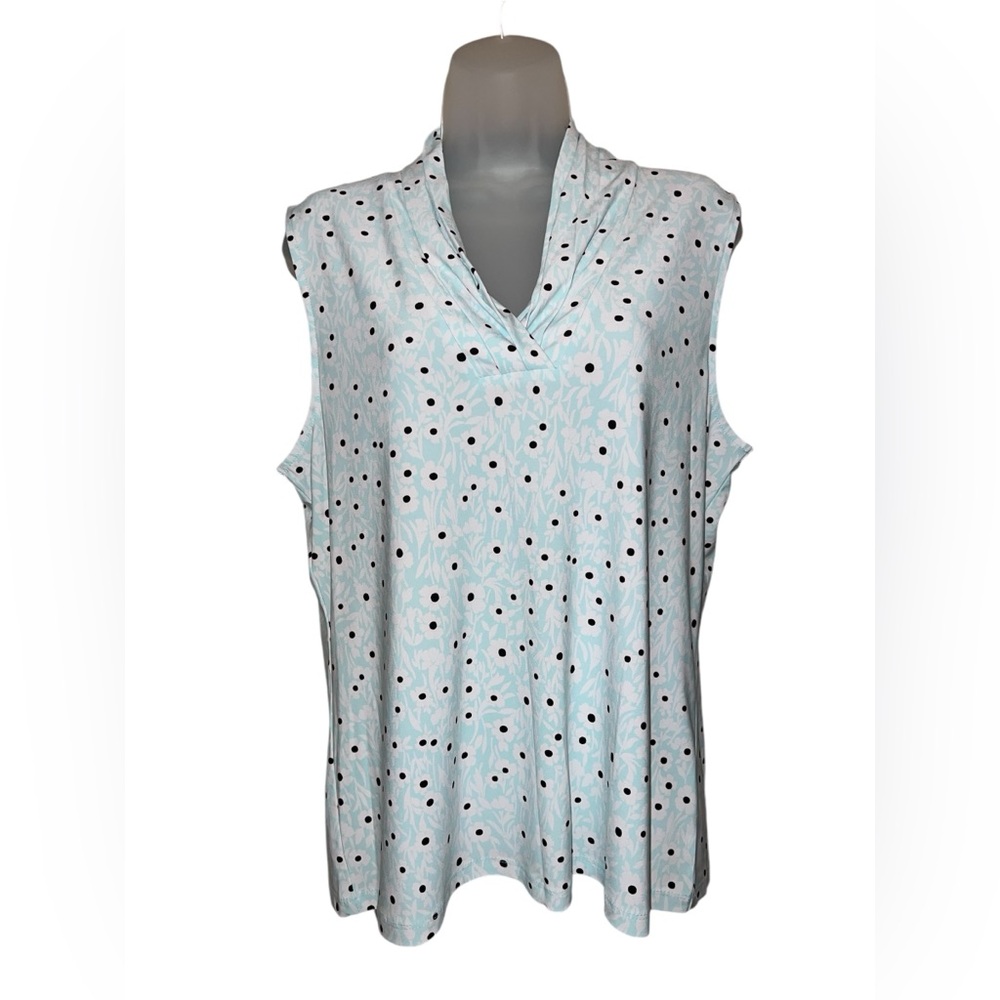 Anne Klein tank style v neck blouse, light blue